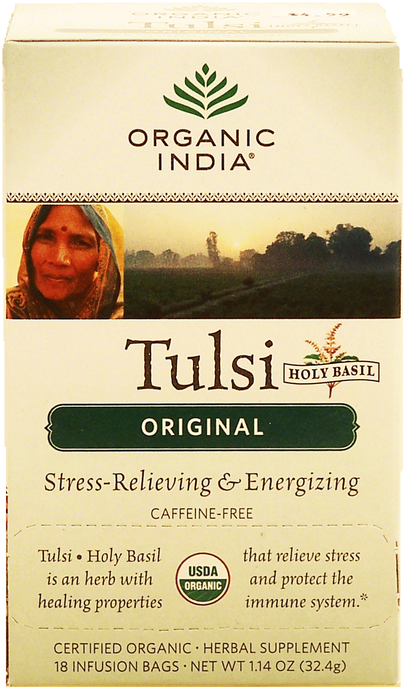 Organic India Tulsi original holy basil stress-relieving & energizing herbal supplement, 18-infusion bags Full-Size Picture